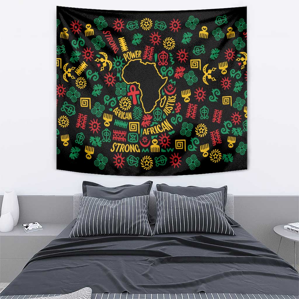 African Map Symbol Tapestry with Red Yellow Green Tribal Symbols and Empowering Pattern - Wonder Print Shop