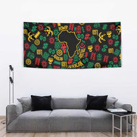 African Map Symbol Tapestry with Red Yellow Green Tribal Symbols and Empowering Pattern - Wonder Print Shop