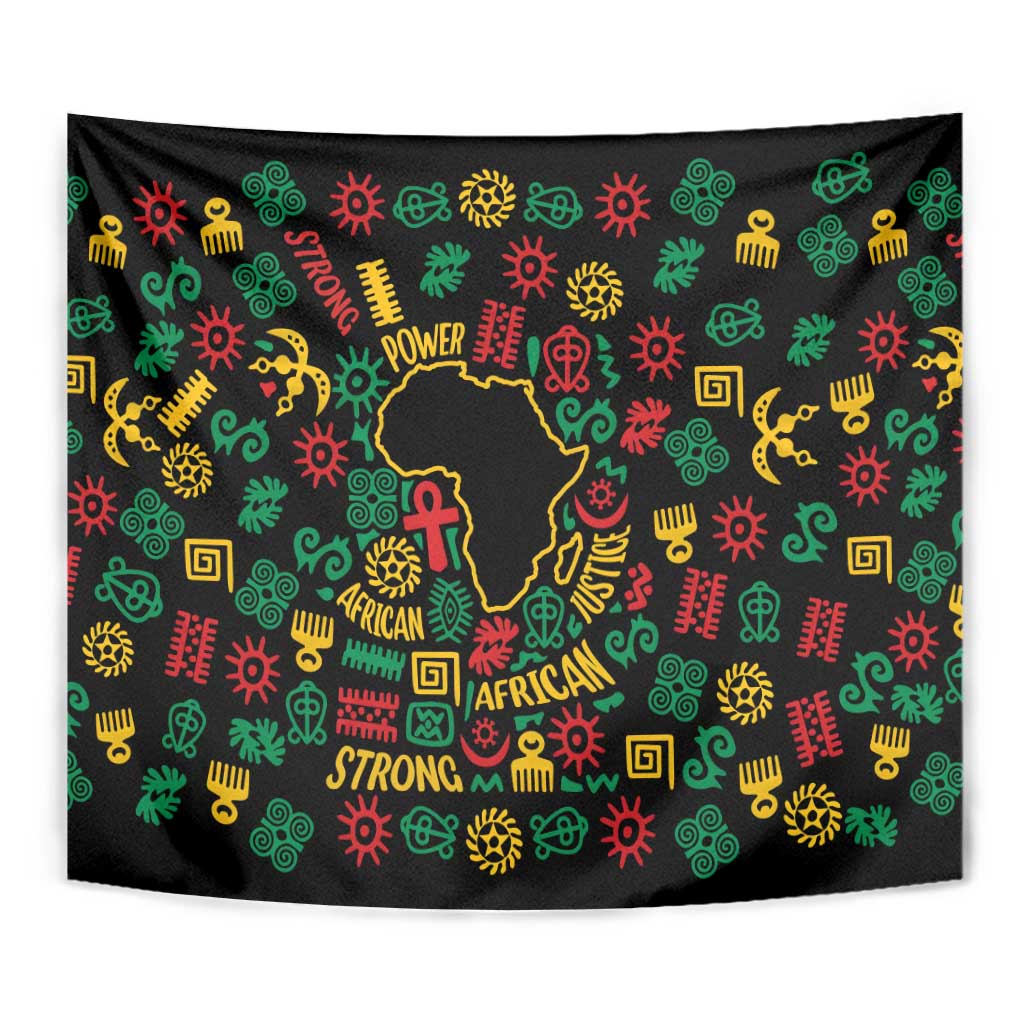 African Map Symbol Tapestry with Red Yellow Green Tribal Symbols and Empowering Pattern - Wonder Print Shop