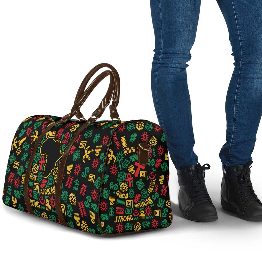 African Map Symbol Travel Bag with Red Yellow Green Tribal Symbols and Empowering Pattern - Wonder Print Shop