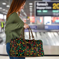 African Map Symbol Travel Bag with Red Yellow Green Tribal Symbols and Empowering Pattern - Wonder Print Shop
