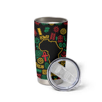 African Map Symbol Tumbler Cup with Red Yellow Green Tribal Symbols and Empowering Pattern - Wonder Print Shop