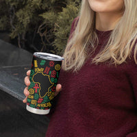 African Map Symbol Tumbler Cup with Red Yellow Green Tribal Symbols and Empowering Pattern - Wonder Print Shop