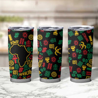 African Map Symbol Tumbler Cup with Red Yellow Green Tribal Symbols and Empowering Pattern - Wonder Print Shop