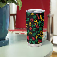 African Map Symbol Tumbler Cup with Red Yellow Green Tribal Symbols and Empowering Pattern - Wonder Print Shop