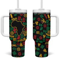African Map Symbol Tumbler With Handle with Red Yellow Green Tribal Symbols and Empowering Pattern - Wonder Print Shop