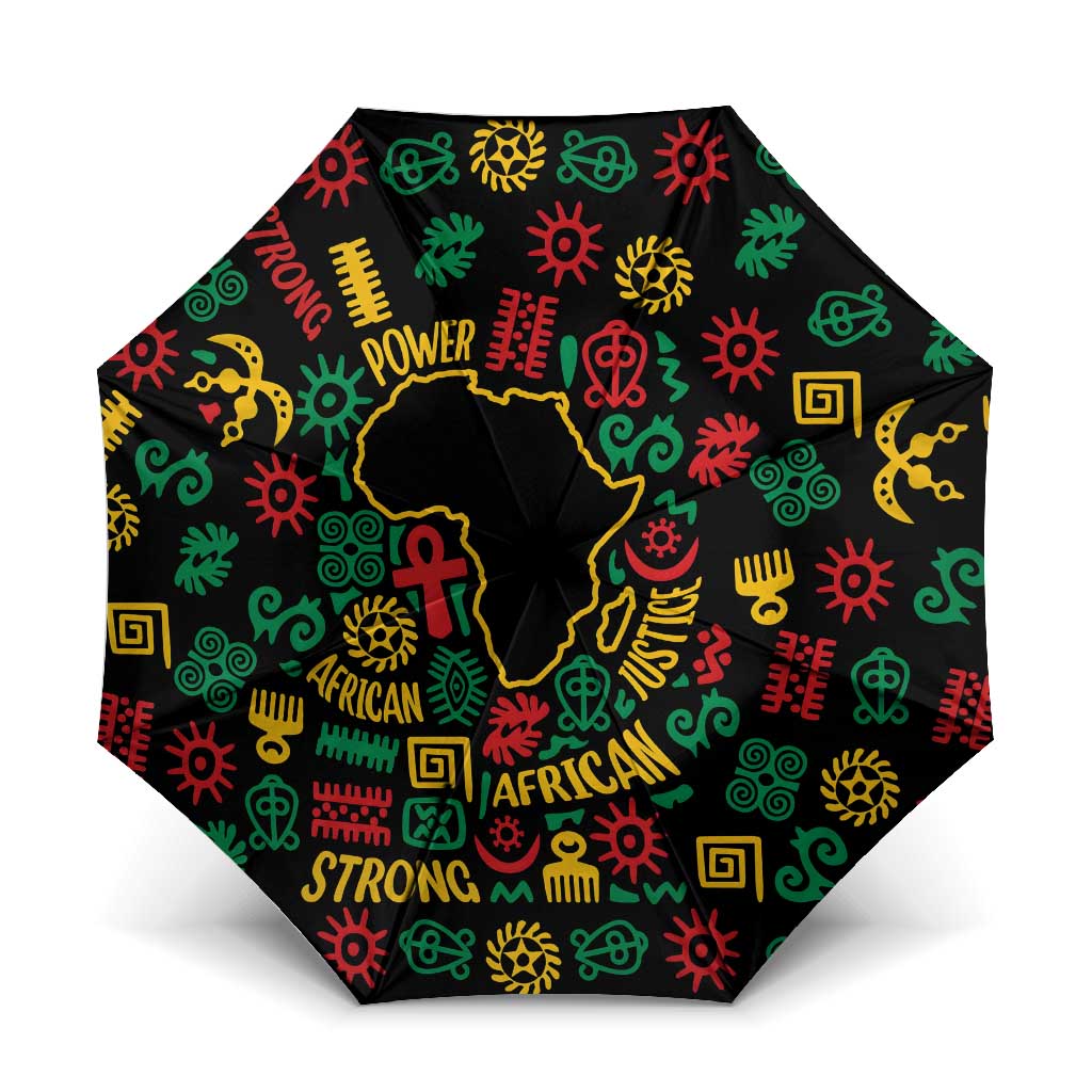 African Map Symbol Umbrella with Red Yellow Green Tribal Symbols and Empowering Pattern - Wonder Print Shop