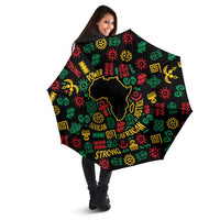 African Map Symbol Umbrella with Red Yellow Green Tribal Symbols and Empowering Pattern - Wonder Print Shop