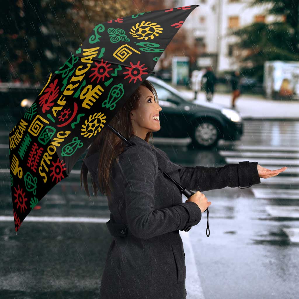 African Map Symbol Umbrella with Red Yellow Green Tribal Symbols and Empowering Pattern - Wonder Print Shop