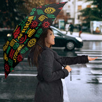 African Map Symbol Umbrella with Red Yellow Green Tribal Symbols and Empowering Pattern - Wonder Print Shop