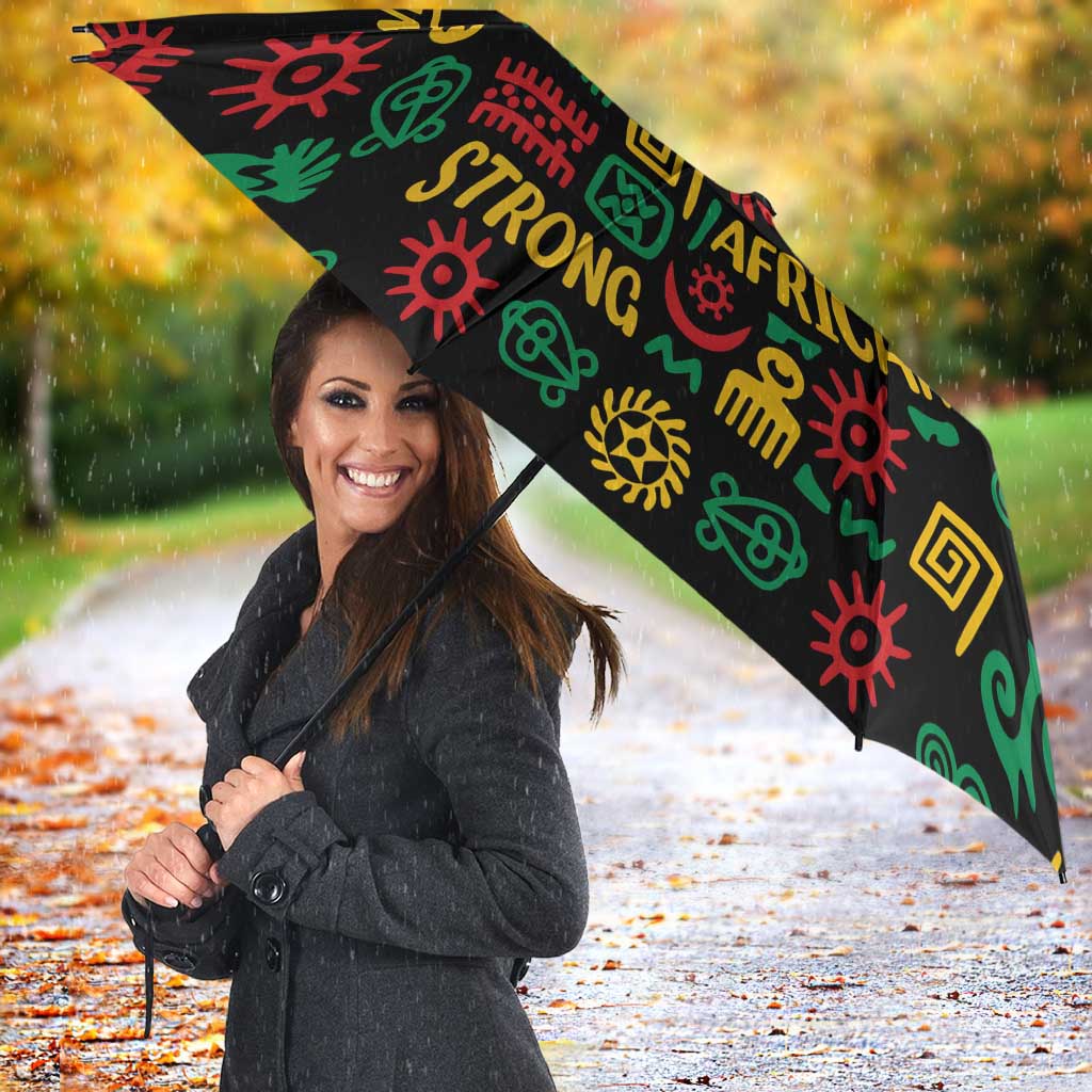African Map Symbol Umbrella with Red Yellow Green Tribal Symbols and Empowering Pattern - Wonder Print Shop