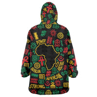 African Map Symbol Wearable Blanket Hoodie with Red Yellow Green Tribal Symbols and Empowering Pattern - Wonder Print Shop