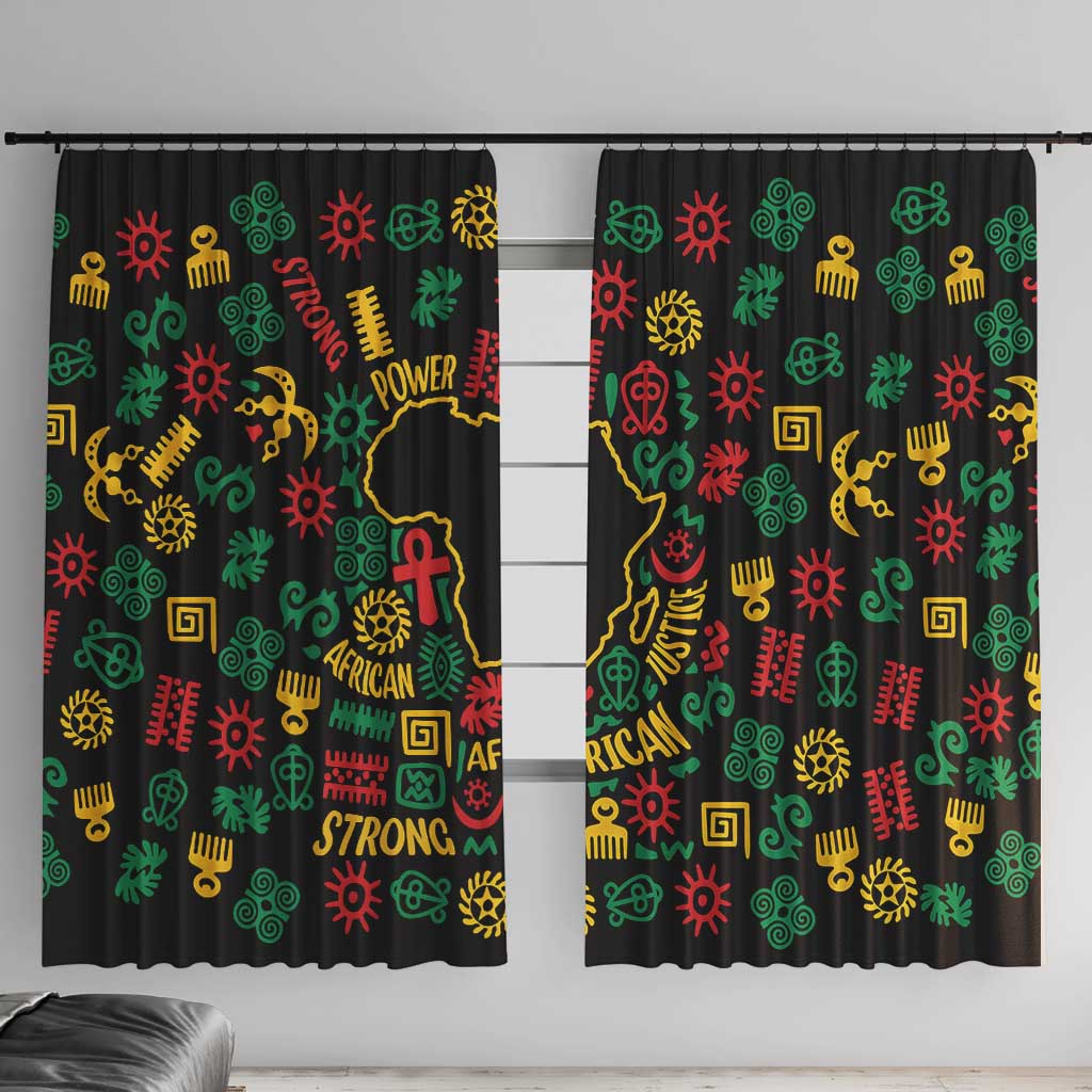 African Map Symbol Window Curtain with Red Yellow Green Tribal Symbols and Empowering Pattern - Wonder Print Shop
