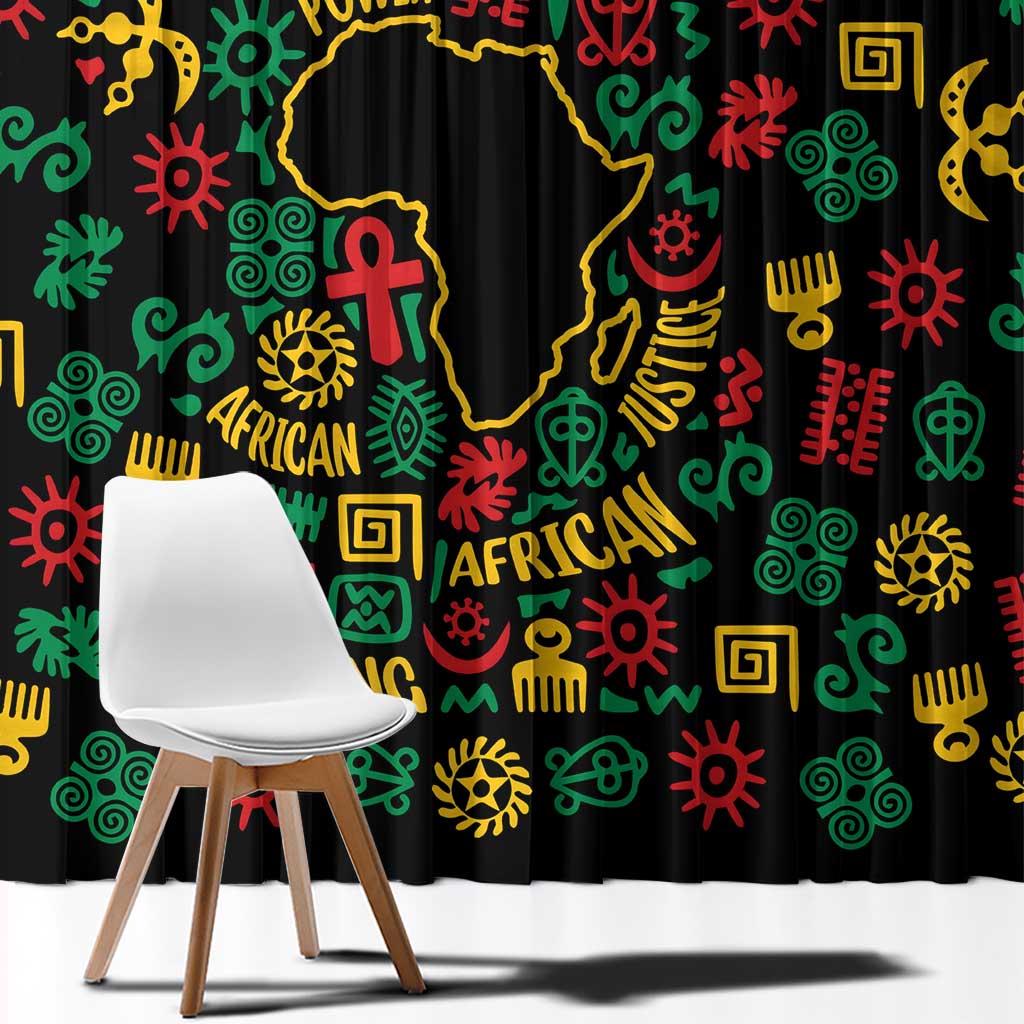 African Map Symbol Window Curtain with Red Yellow Green Tribal Symbols and Empowering Pattern - Wonder Print Shop