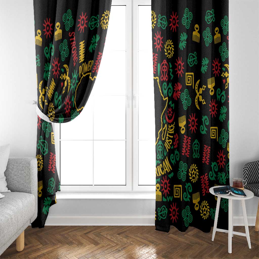African Map Symbol Window Curtain with Red Yellow Green Tribal Symbols and Empowering Pattern - Wonder Print Shop