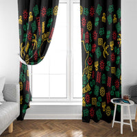African Map Symbol Window Curtain with Red Yellow Green Tribal Symbols and Empowering Pattern - Wonder Print Shop