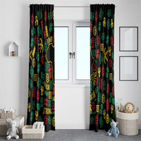 African Map Symbol Window Curtain with Red Yellow Green Tribal Symbols and Empowering Pattern - Wonder Print Shop