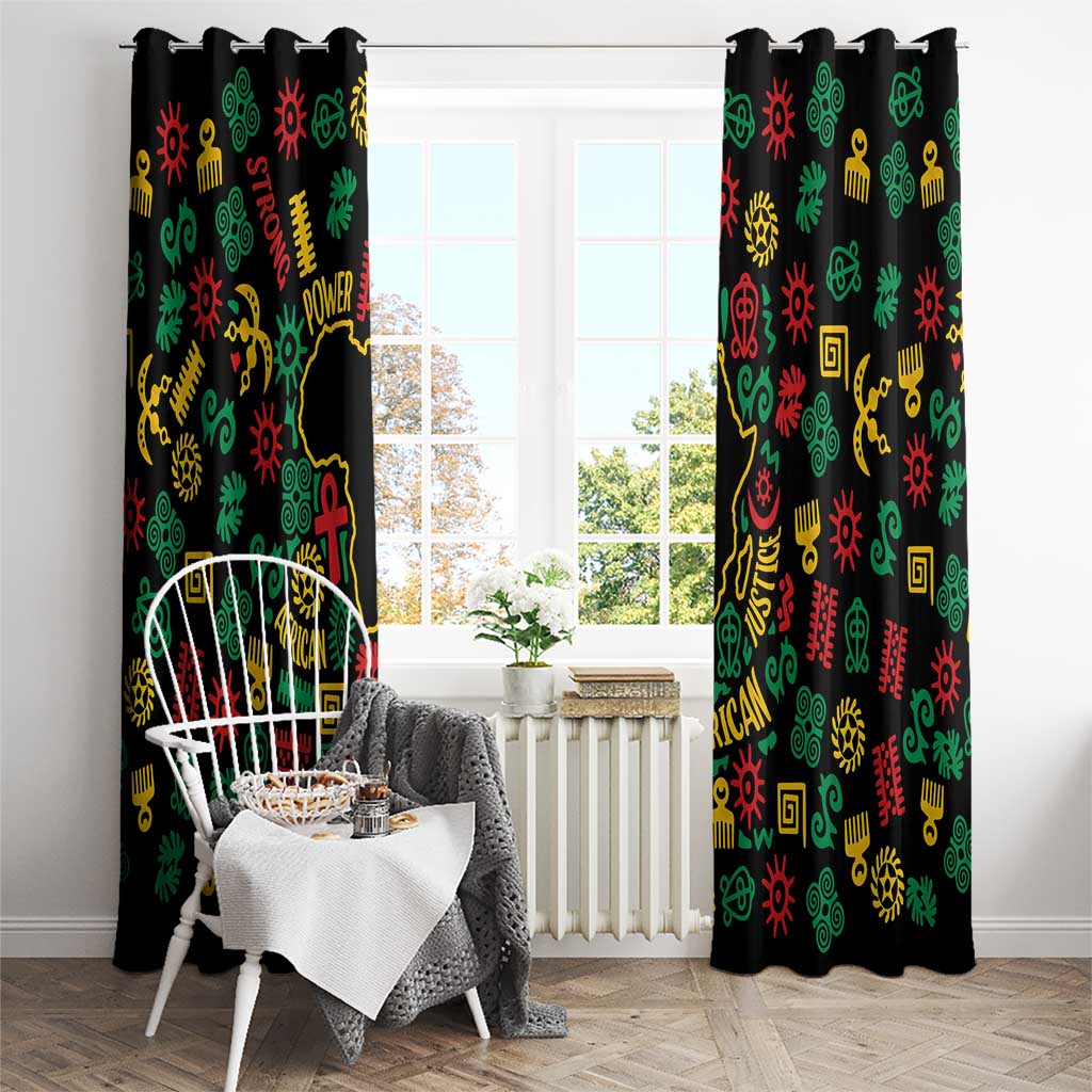 African Map Symbol Window Curtain with Red Yellow Green Tribal Symbols and Empowering Pattern - Wonder Print Shop