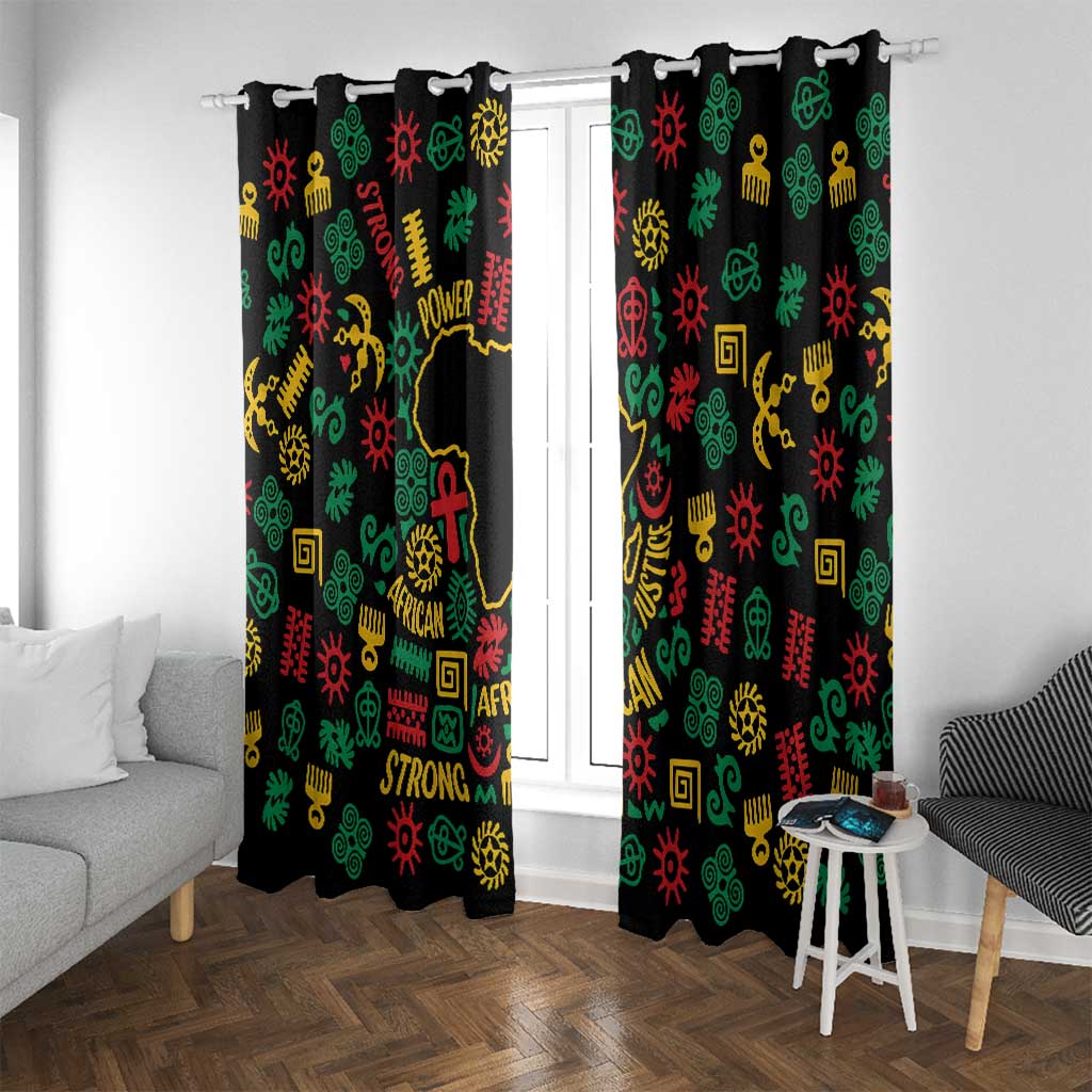 African Map Symbol Window Curtain with Red Yellow Green Tribal Symbols and Empowering Pattern - Wonder Print Shop