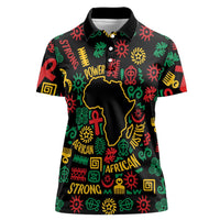 African Map Symbol Women Polo Shirt with Red Yellow Green Tribal Symbols and Empowering Pattern - Wonder Print Shop