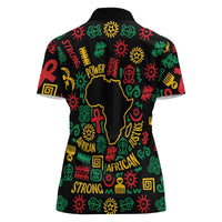 African Map Symbol Women Polo Shirt with Red Yellow Green Tribal Symbols and Empowering Pattern - Wonder Print Shop