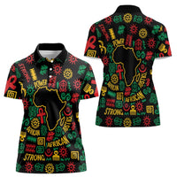 African Map Symbol Women Polo Shirt with Red Yellow Green Tribal Symbols and Empowering Pattern - Wonder Print Shop