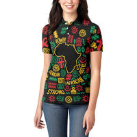 African Map Symbol Women Polo Shirt with Red Yellow Green Tribal Symbols and Empowering Pattern - Wonder Print Shop