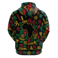 African Map Symbol Zip Hoodie with Red Yellow Green Tribal Symbols and Empowering Pattern - Wonder Print Shop