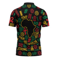 African Map Symbol Zipper Polo Shirt with Red Yellow Green Tribal Symbols and Empowering Pattern - Wonder Print Shop