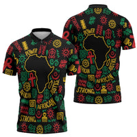 African Map Symbol Zipper Polo Shirt with Red Yellow Green Tribal Symbols and Empowering Pattern - Wonder Print Shop