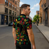 African Map Symbol Zipper Polo Shirt with Red Yellow Green Tribal Symbols and Empowering Pattern - Wonder Print Shop