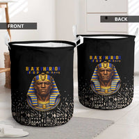 Taharqa Laundry Basket with Black Pharaoh Portrait, 25th Dynasty of Egypt Text and Nubian-Inspired - Wonder Print Shop