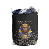 Taharqa Laundry Basket with Black Pharaoh Portrait, 25th Dynasty of Egypt Text and Nubian-Inspired - Wonder Print Shop