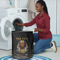 Taharqa Laundry Basket with Black Pharaoh Portrait, 25th Dynasty of Egypt Text and Nubian-Inspired - Wonder Print Shop