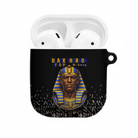 Taharqa AirPods Case with Black Pharaoh Portrait, 25th Dynasty of Egypt Text and Nubian-Inspired - Wonder Print Shop