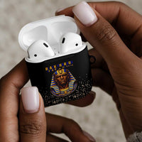 Taharqa AirPods Case with Black Pharaoh Portrait, 25th Dynasty of Egypt Text and Nubian-Inspired - Wonder Print Shop