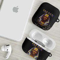 Taharqa AirPods Case with Black Pharaoh Portrait, 25th Dynasty of Egypt Text and Nubian-Inspired - Wonder Print Shop