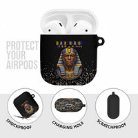 Taharqa AirPods Case with Black Pharaoh Portrait, 25th Dynasty of Egypt Text and Nubian-Inspired - Wonder Print Shop