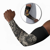 Taharqa Arm Sleeves with Black Pharaoh Portrait, 25th Dynasty of Egypt Text and Nubian-Inspired - Wonder Print Shop