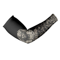 Taharqa Arm Sleeves with Black Pharaoh Portrait, 25th Dynasty of Egypt Text and Nubian-Inspired - Wonder Print Shop