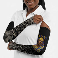 Taharqa Arm Sleeves with Black Pharaoh Portrait, 25th Dynasty of Egypt Text and Nubian-Inspired - Wonder Print Shop