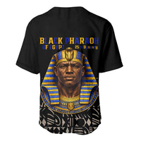 Taharqa Baseball Jersey with Black Pharaoh Portrait, 25th Dynasty of Egypt Text and Nubian-Inspired - Wonder Print Shop