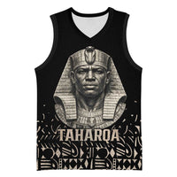 Taharqa Basketball Jersey with Black Pharaoh Portrait, 25th Dynasty of Egypt Text and Nubian-Inspired - Wonder Print Shop