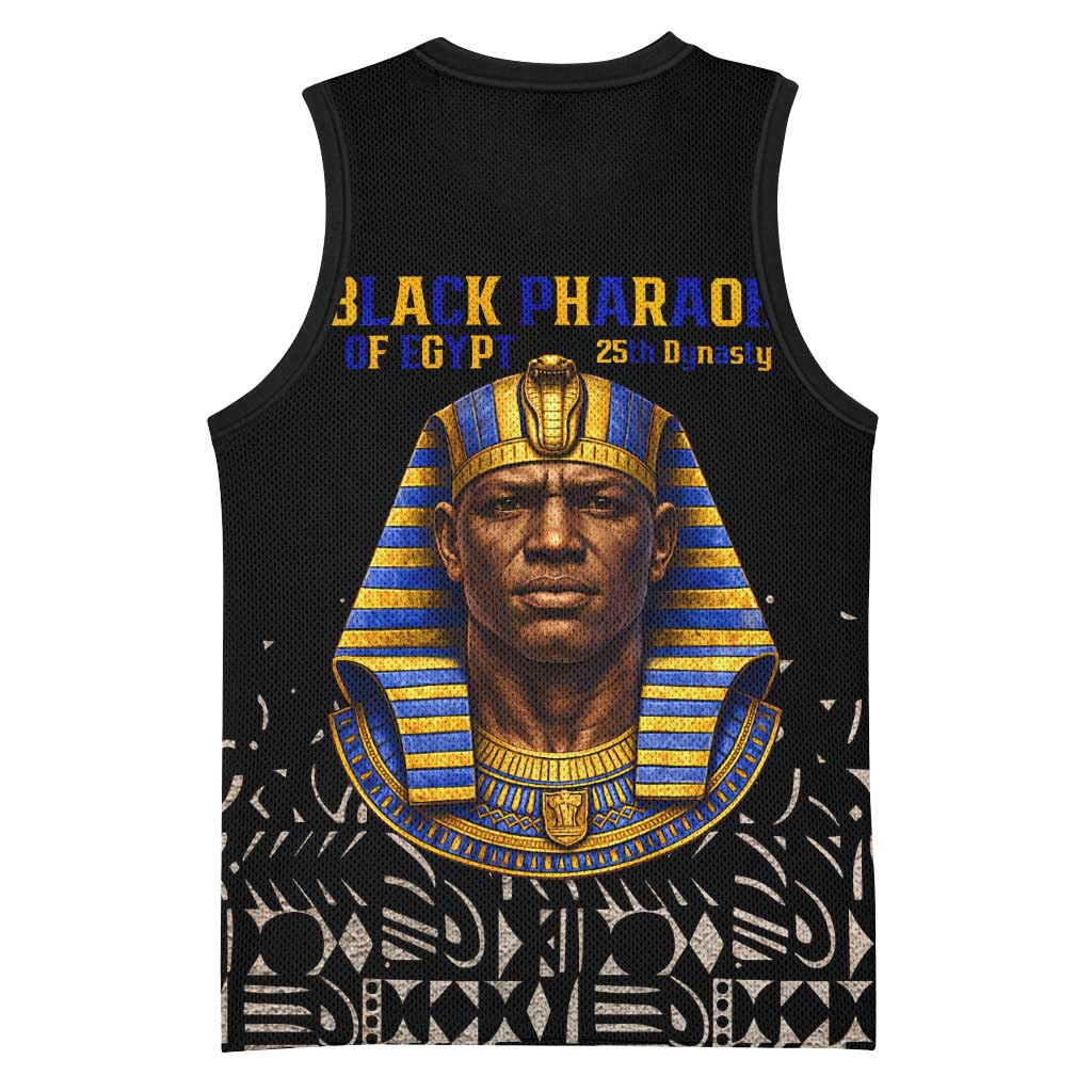Taharqa Basketball Jersey with Black Pharaoh Portrait, 25th Dynasty of Egypt Text and Nubian-Inspired - Wonder Print Shop