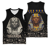 Taharqa Basketball Jersey with Black Pharaoh Portrait, 25th Dynasty of Egypt Text and Nubian-Inspired - Wonder Print Shop