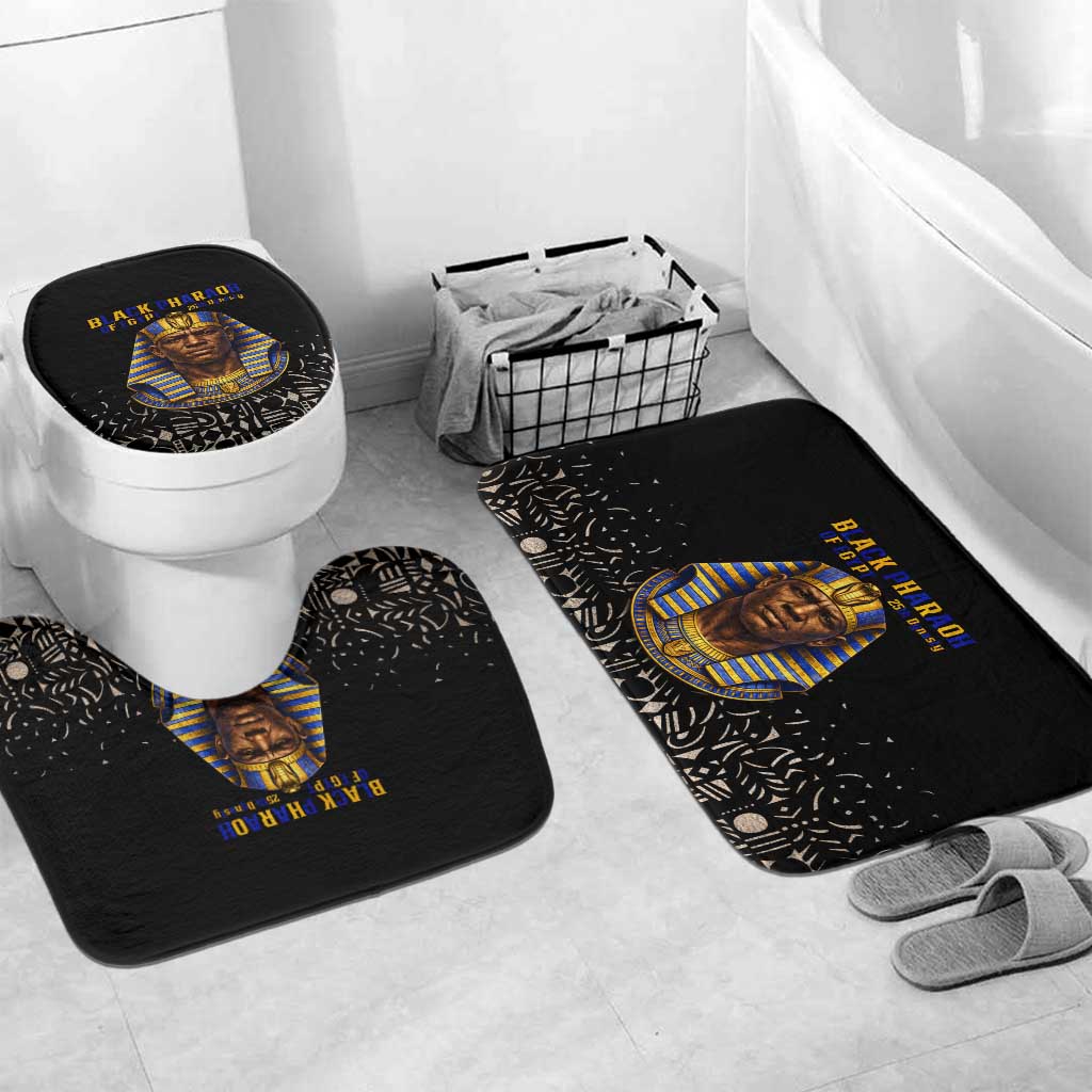 Taharqa Bathroom Set with Black Pharaoh Portrait, 25th Dynasty of Egypt Text and Nubian-Inspired - Wonder Print Shop