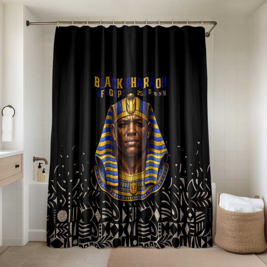 Taharqa Bathroom Set with Black Pharaoh Portrait, 25th Dynasty of Egypt Text and Nubian-Inspired - Wonder Print Shop