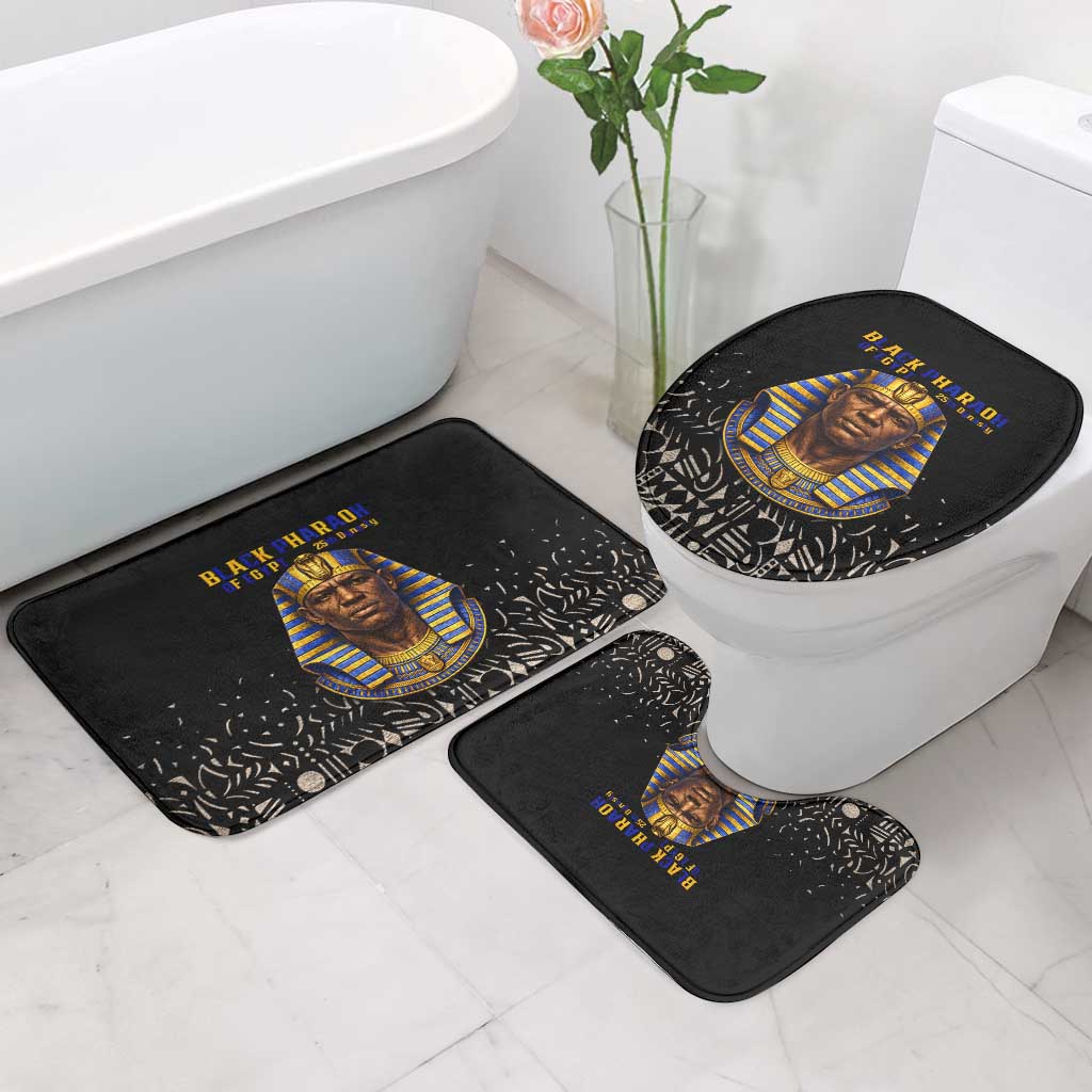Taharqa Bathroom Set with Black Pharaoh Portrait, 25th Dynasty of Egypt Text and Nubian-Inspired - Wonder Print Shop