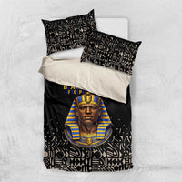 Taharqa Bedding Set with Black Pharaoh Portrait, 25th Dynasty of Egypt Text and Nubian-Inspired - Wonder Print Shop