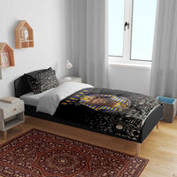 Taharqa Bedding Set with Black Pharaoh Portrait, 25th Dynasty of Egypt Text and Nubian-Inspired - Wonder Print Shop